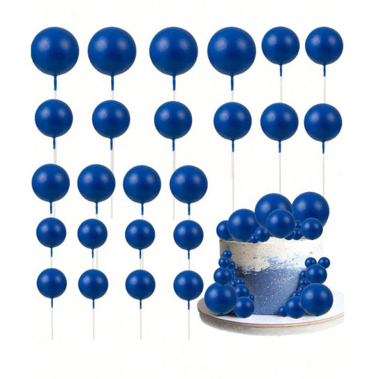 20pcs Dark Blue Foam Balls Cake Topper Set