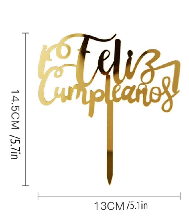 Slogan Feliz Cumpleaños Cake Topper