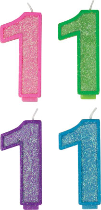 Glitter Number Candles - #1
