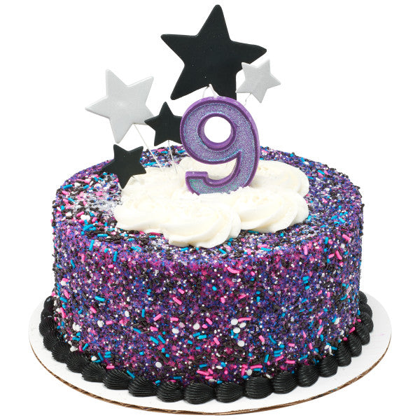 9 Glitter Numeral Candles