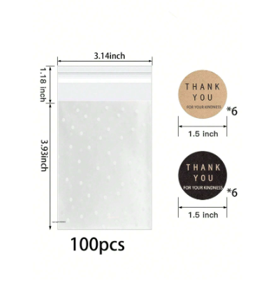 White Polka Dots Frosted Self-Adhesive Bags