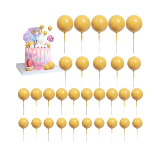 20 Pcs Yellow Foam Balls Cake Topper Set