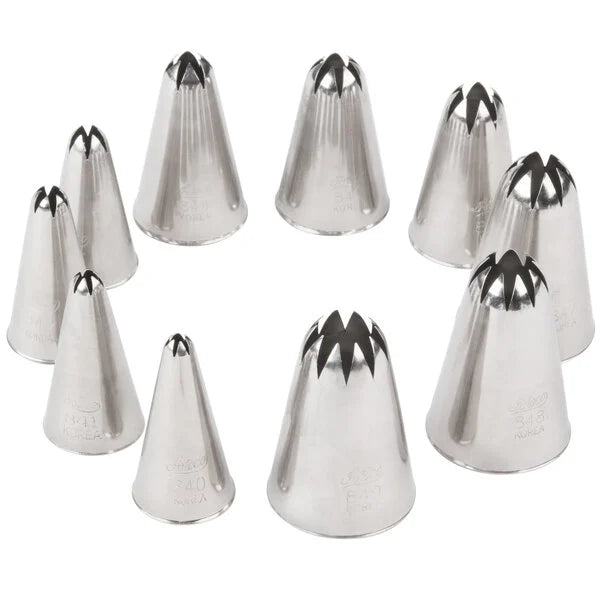 10-Piece Stainless Steel Closed Star Piping Tip Decorating Set