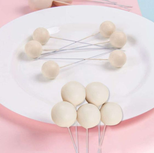 20pcs Ivory Foam Ball Cake Topper Set