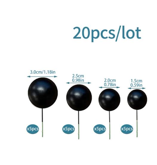 20pcs Mixed Size Black Foam Balls