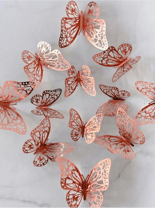 12pcs/set 3D Hollow Butterfly Cake Topper Set