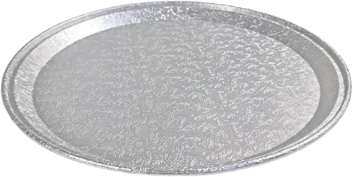 16" Round Flat Disposable Aluminum Catering Serving Tray with Lid