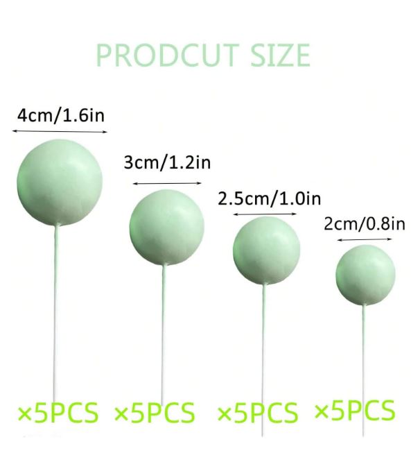 20 Pcs Green Balls Cake Topper