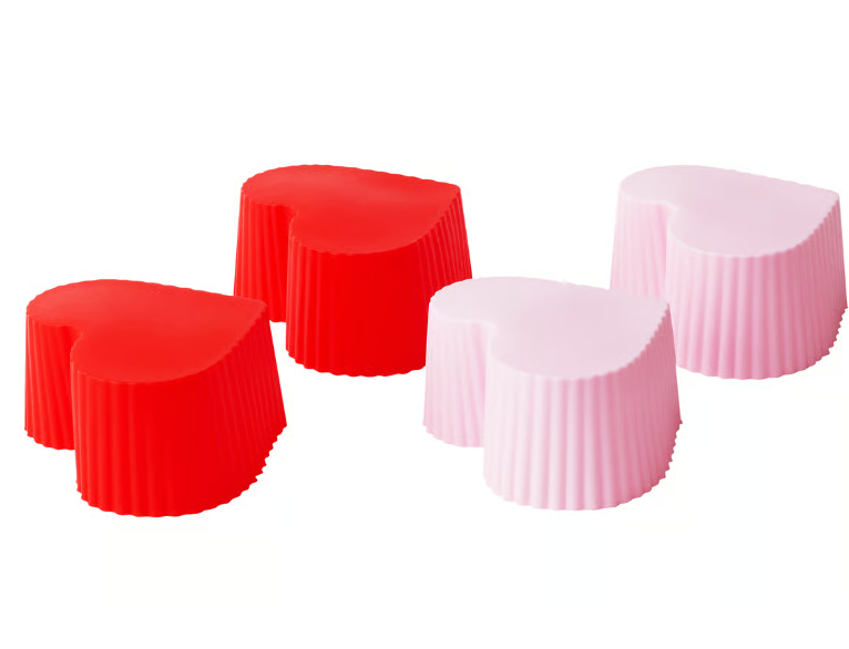 Silicone Bake Cups Heart S/12