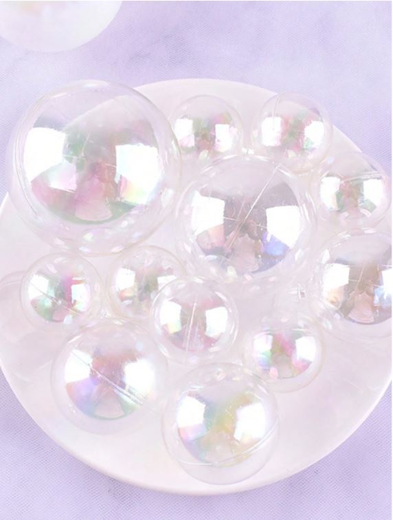 10Pcs Multicolor Transparent Plastic Balls Cake Topper Set