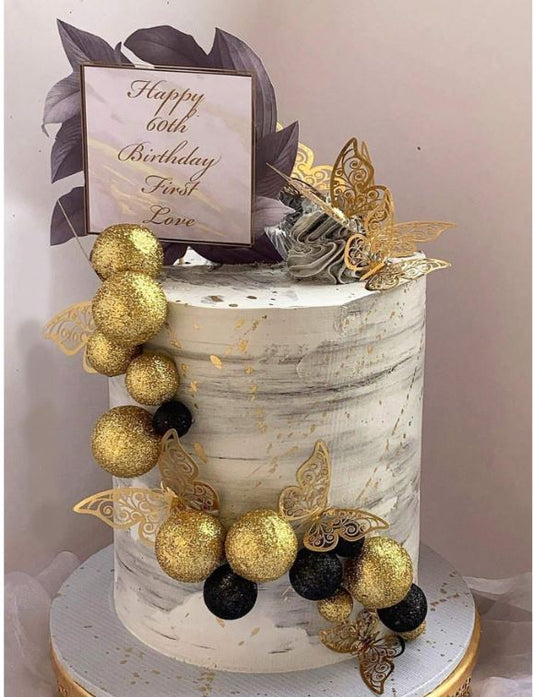 20pcs Gold Glitter Wish Ball Birthday Cake Topper