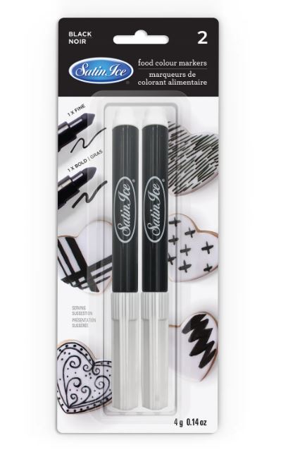 Satin Ice Food Color Markers, Black Fine & Bold Tip Set