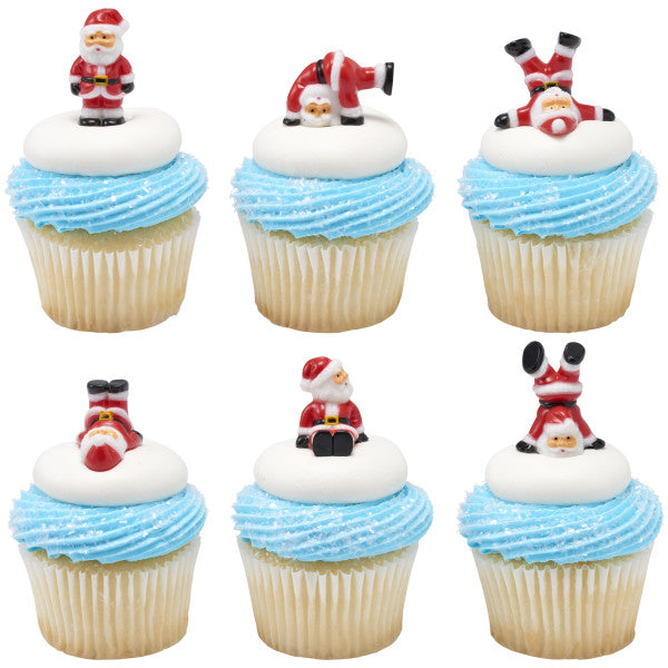 Tumbling Santas Cupcake Picks