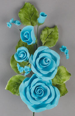 Tea Rose Spray - Blue-7"